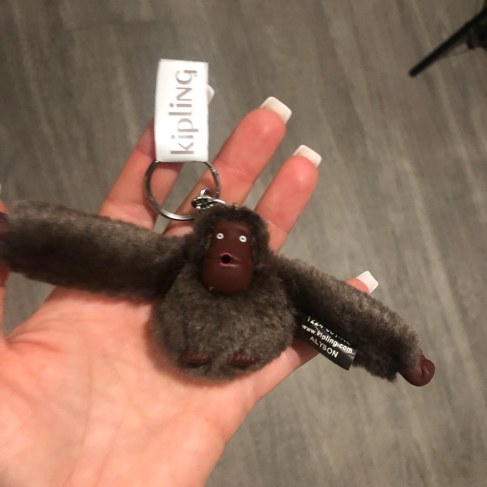 Kipling Furry Brown Monkey Keychain Alyson